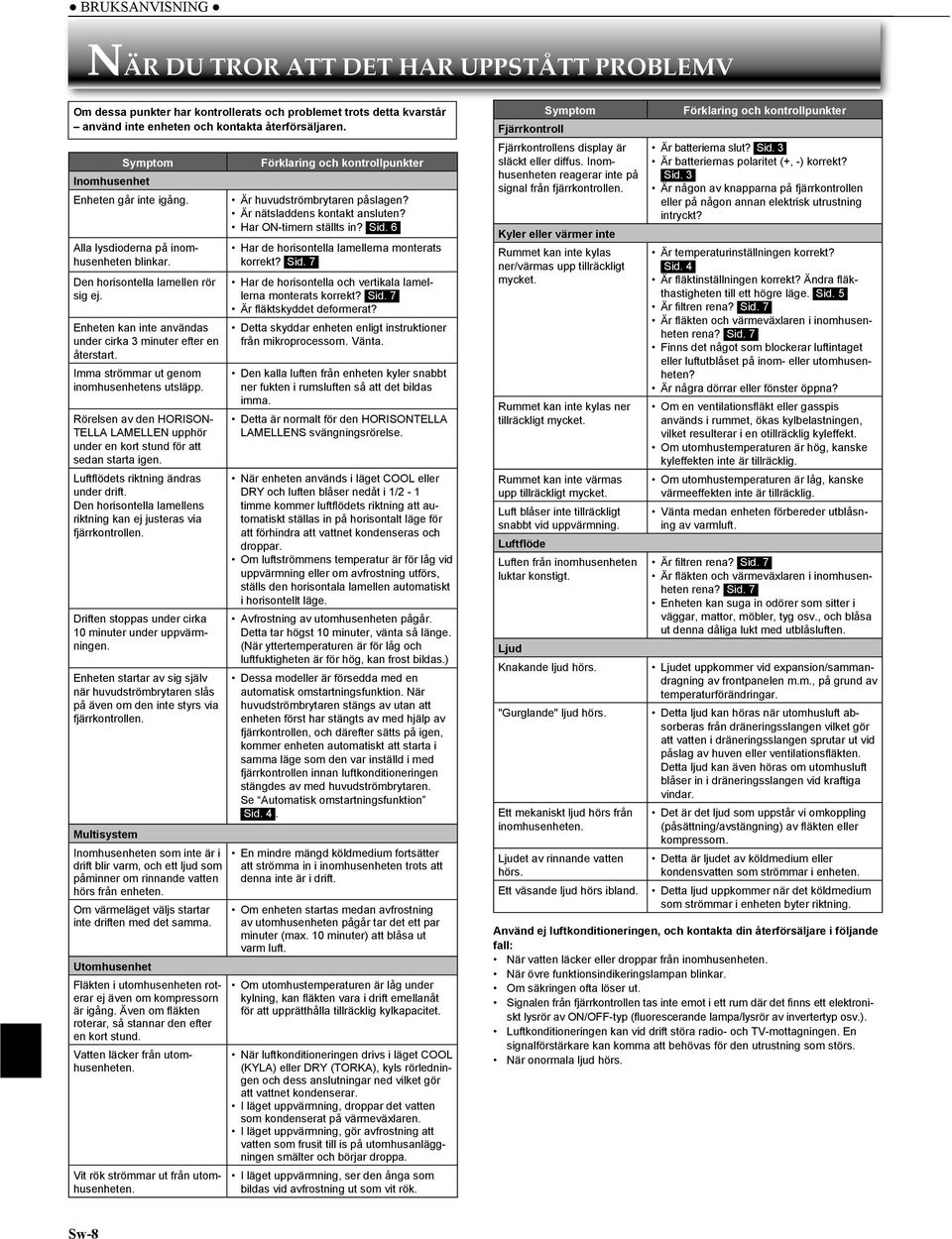 Imma strömmar ut genom inomhusenhetens utsläpp. Rörelsen av den HORISON- TELLA LAMELLEN upphör under en kort stund för att sedan starta igen. Luftfl ödets riktning ändras under drift.