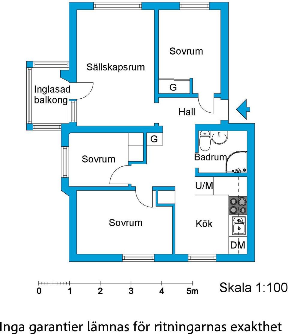 Sovrum Kök DM Skala 1:100 Inga