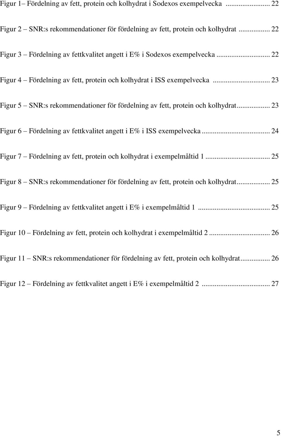 .. 23 Figur 5 SNR:s rekommendationer för fördelning av fett, protein och kolhydrat... 23 Figur 6 Fördelning av fettkvalitet angett i E% i ISS exempelvecka.