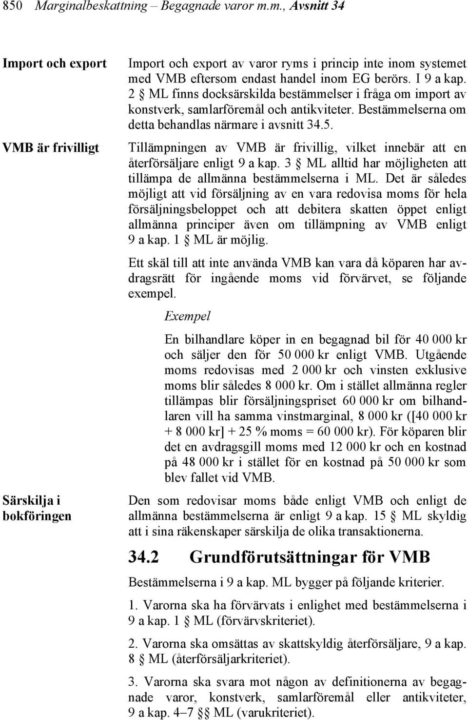 2 ML finns docksärskilda bestämmelser i fråga om import av konstverk, samlarföremål och antikviteter. Bestämmelserna om detta behandlas närmare i avsnitt 34.5.