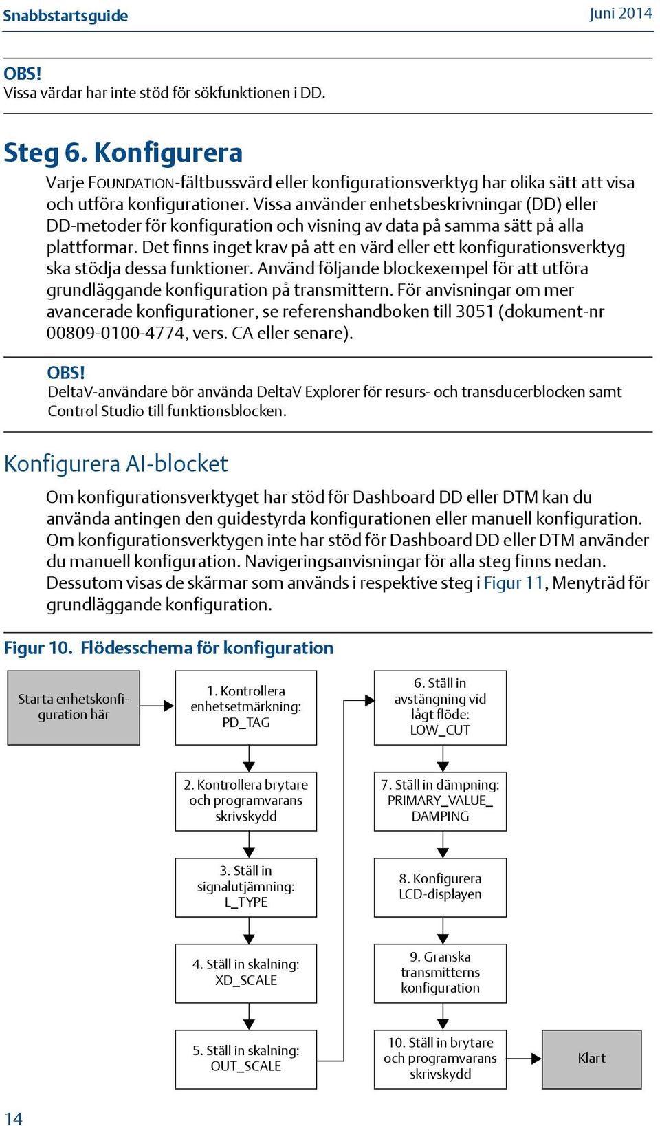 Det finns inget krav på att en värd eller ett konfigurationsverktyg ska stödja dessa funktioner. Använd följande blockexempel för att utföra grundläggande konfiguration på transmittern.