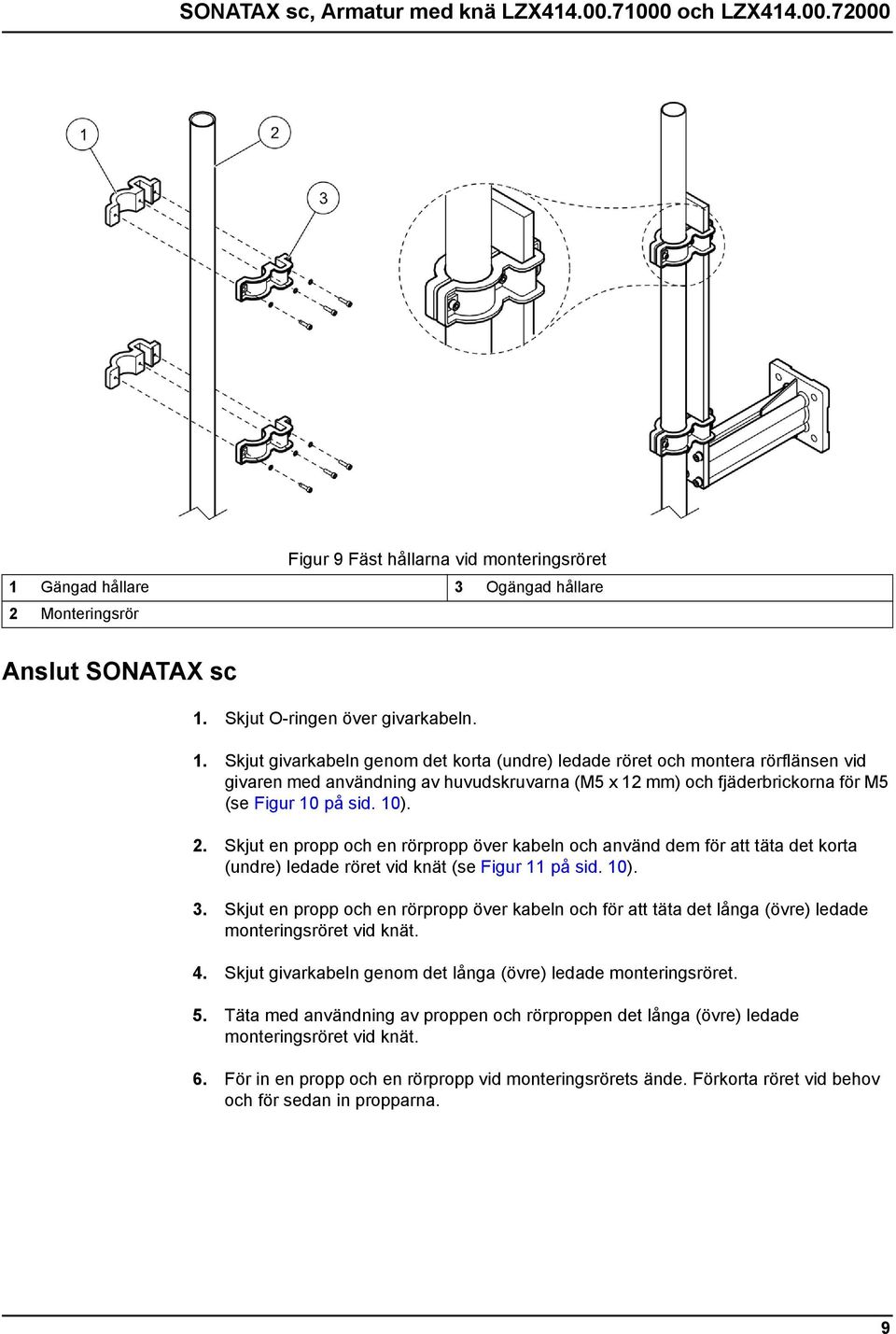 Skjut O-ringen över givarkabeln. 1.