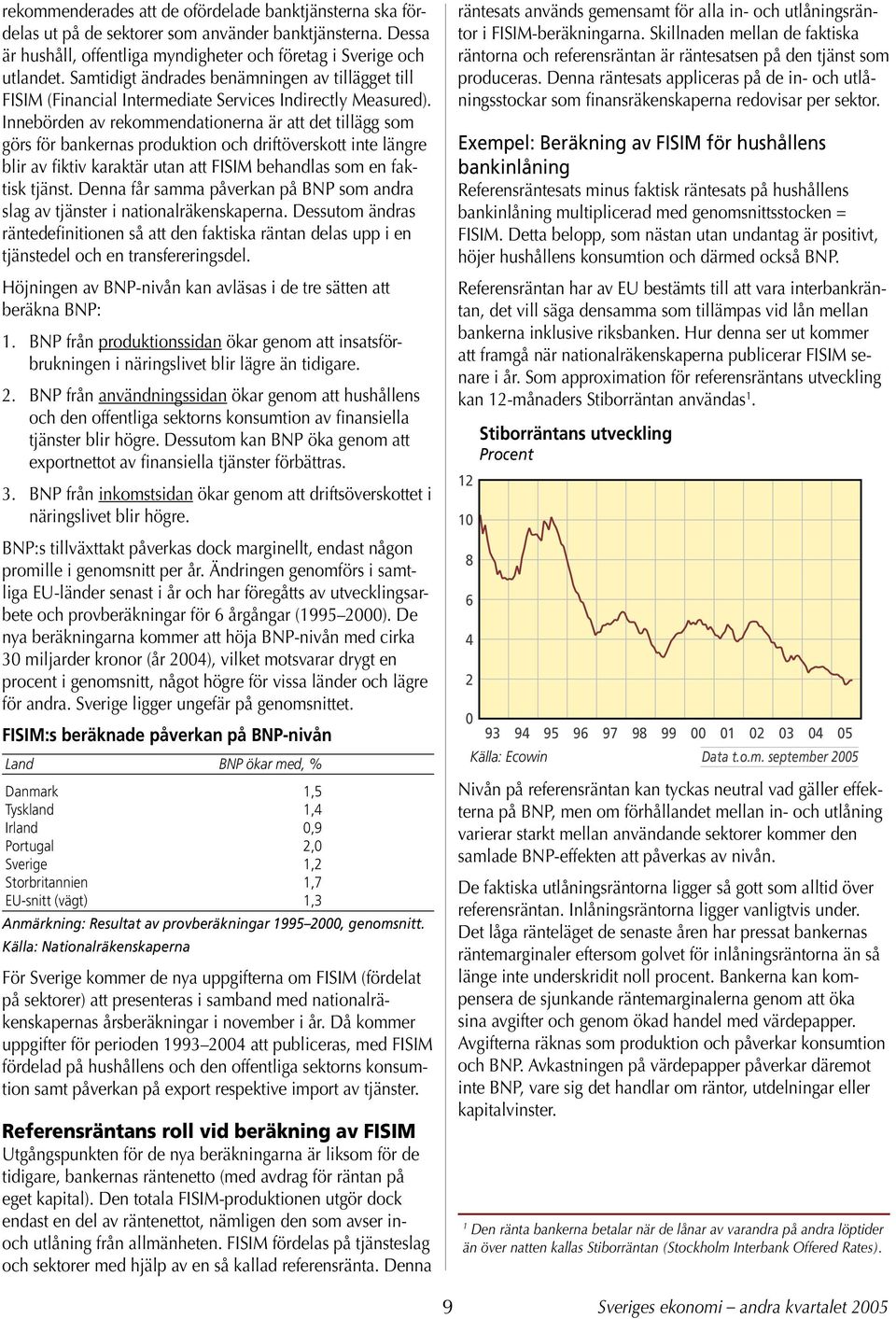 Innebörden av rekommendationerna är att det tillägg som görs för bankernas produktion och driftöverskott inte längre blir av fiktiv karaktär utan att FISIM behandlas som en faktisk tjänst.