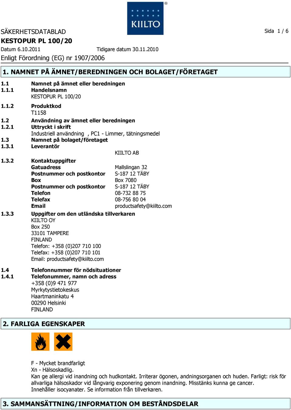 Namnet på bolaget/företaget 1.3.