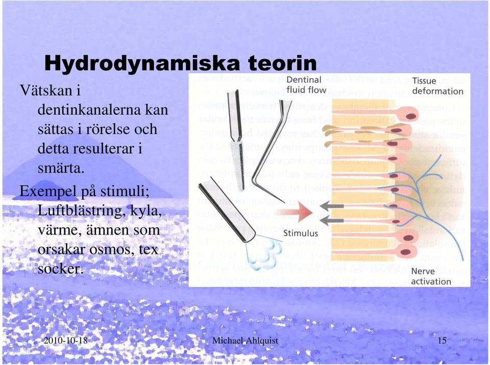 Exempel på stimuli; Luftblästring, kyla, värme, ämnen