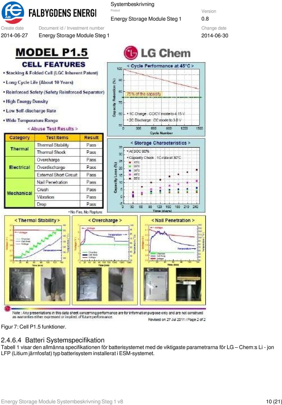 4 Batteri Systemspecifikation Tabell 1 visar den allmänna specifikationen för