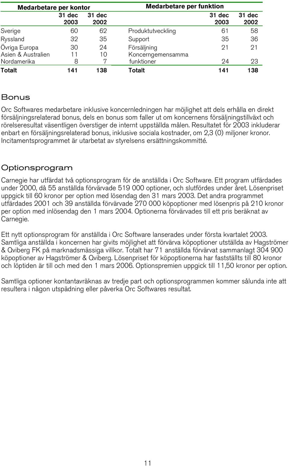 försäljningsrelaterad bonus, dels en bonus som faller ut om koncernens försäljningstillväxt och rörelseresultat väsentligen överstiger de internt uppställda målen.