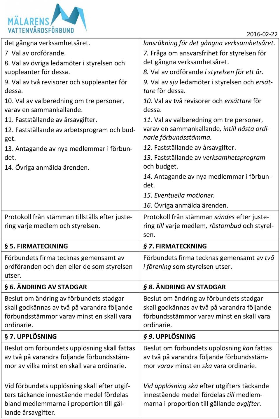 Val av sju ledamöter i styrelsen och ersättare för dessa. dessa. 10. Val av valberedning om tre personer, 10. Val av två revisorer och ersättare för varav en sammankallande. dessa. 11.