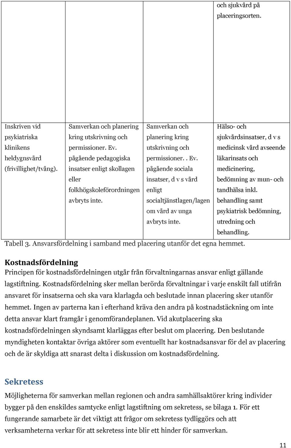 pågående sociala insatser, d v s vård enligt socialtjänstlagen/lagen om vård av unga avbryts inte.