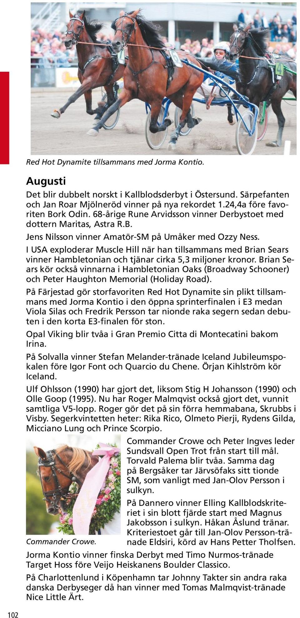 I USA exploderar Muscle Hill när han tillsammans med Brian Sears vinner Hambletonian och tjänar cirka 5,3 miljoner kronor.