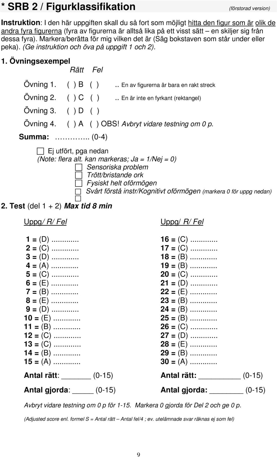 och 2). 1. Övningsexempel Rätt Fel Övning 1. ( ) B ( ).. En av figurerna är bara en rakt streck Övning 2. ( ) C ( ).. En är inte en fyrkant (rektangel) Övning 3. ( ) D ( ) Övning 4. ( ) A ( ) OBS!