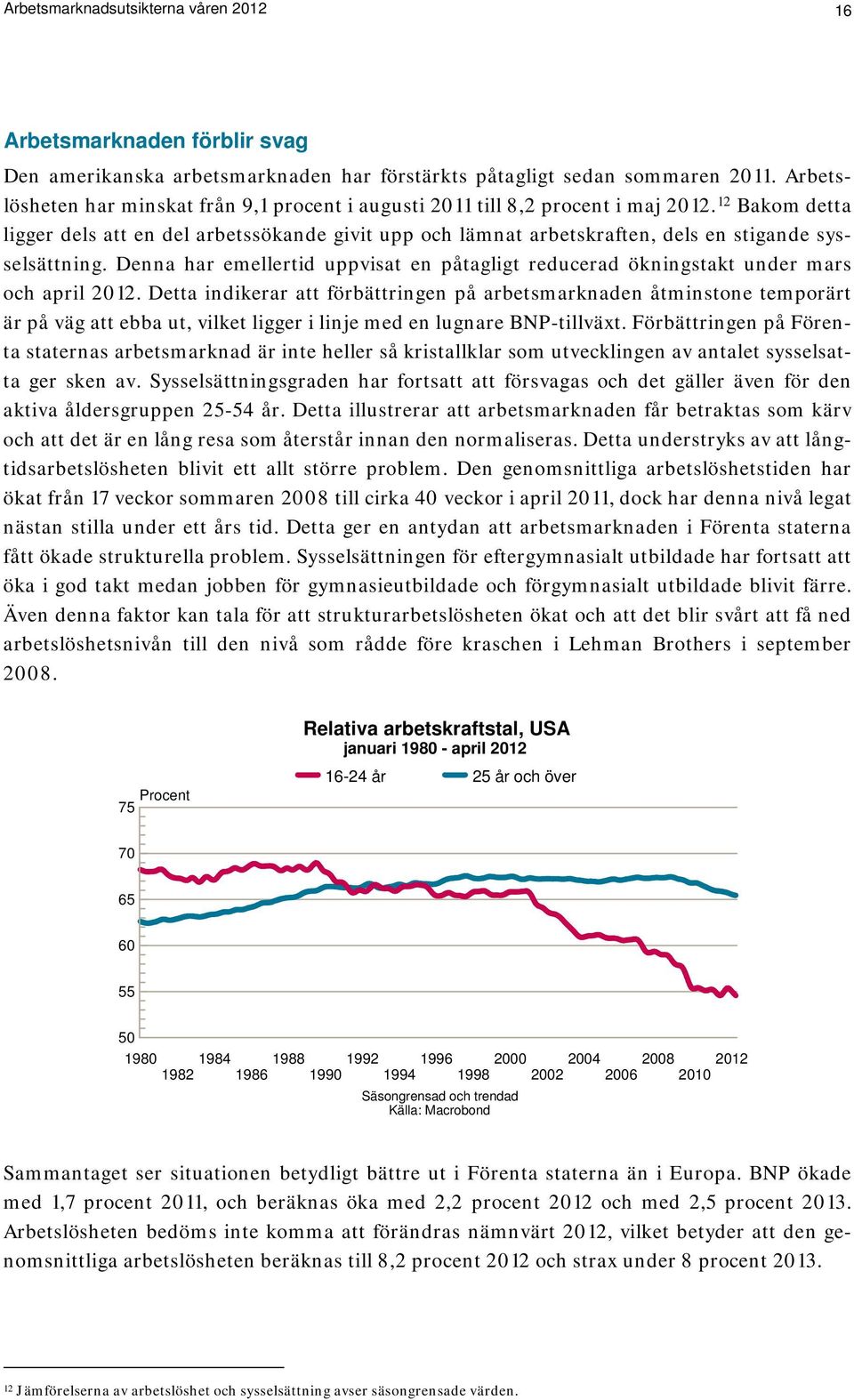 12 Bakom detta ligger dels att en del arbetssökande givit upp och lämnat arbetskraften, dels en stigande sysselsättning.