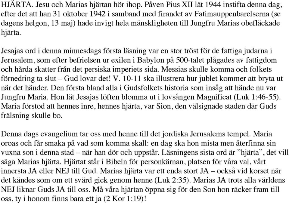 Marias obefläckade hjärta.