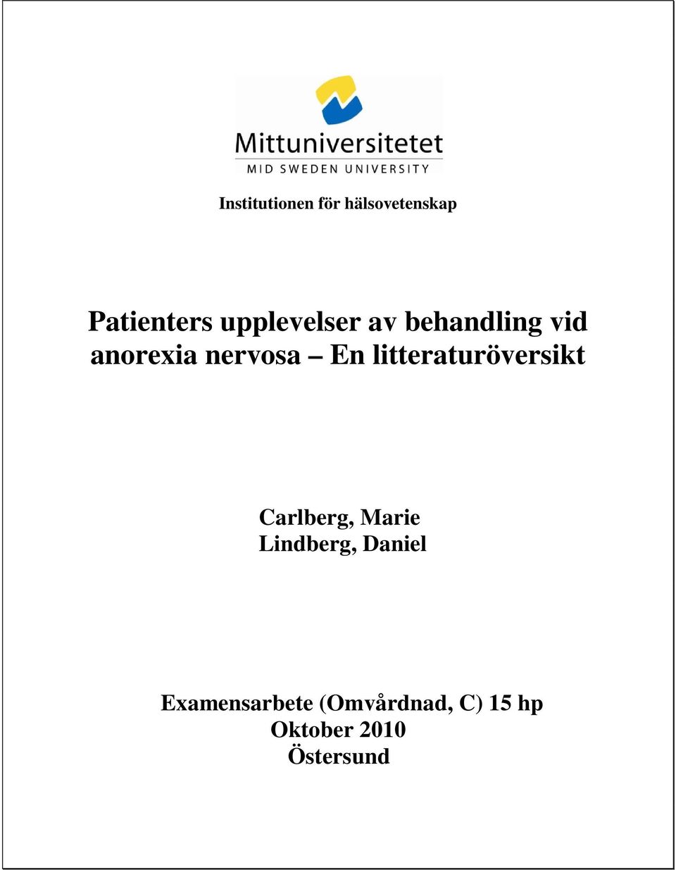litteraturöversikt Carlberg, Marie Lindberg,