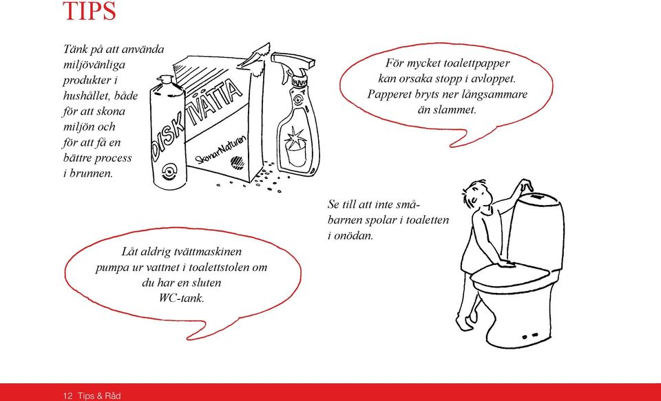 Låt aldrig tvättmaskinen pumpa ur vattnet i toalettstolen om du har en sluten WC-tank.