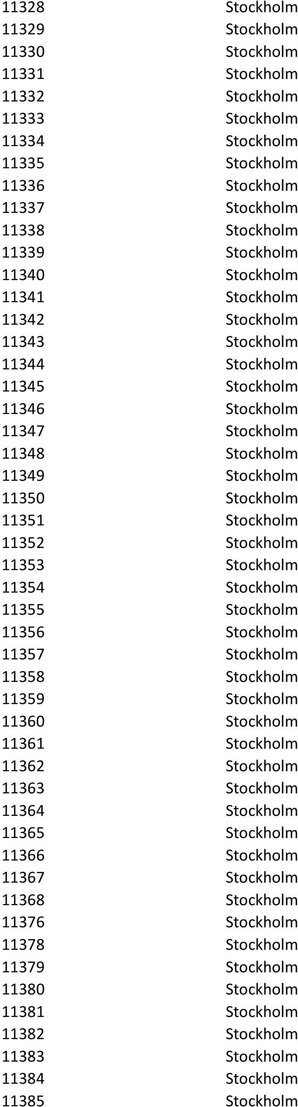 Stockholm 11353 Stockholm 11354 Stockholm 11355 Stockholm 11356 Stockholm 11357 Stockholm 11358 Stockholm 11359 Stockholm 11360 Stockholm 11361 Stockholm 11362 Stockholm 11363 Stockholm 11364