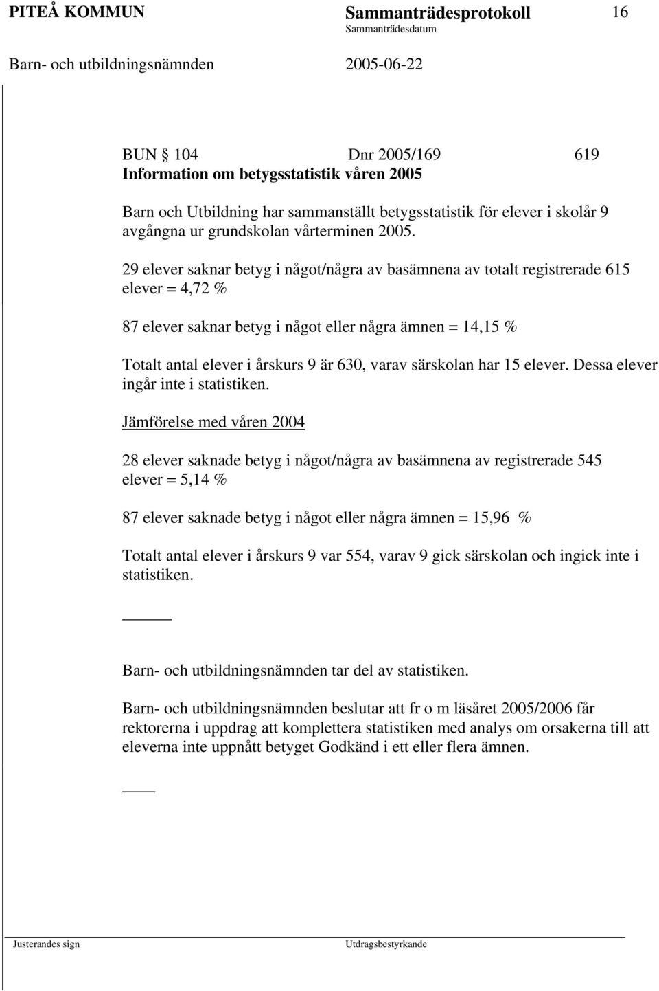 29 elever saknar betyg i något/några av basämnena av totalt registrerade 615 elever = 4,72 % 87 elever saknar betyg i något eller några ämnen = 14,15 % Totalt antal elever i årskurs 9 är 630, varav