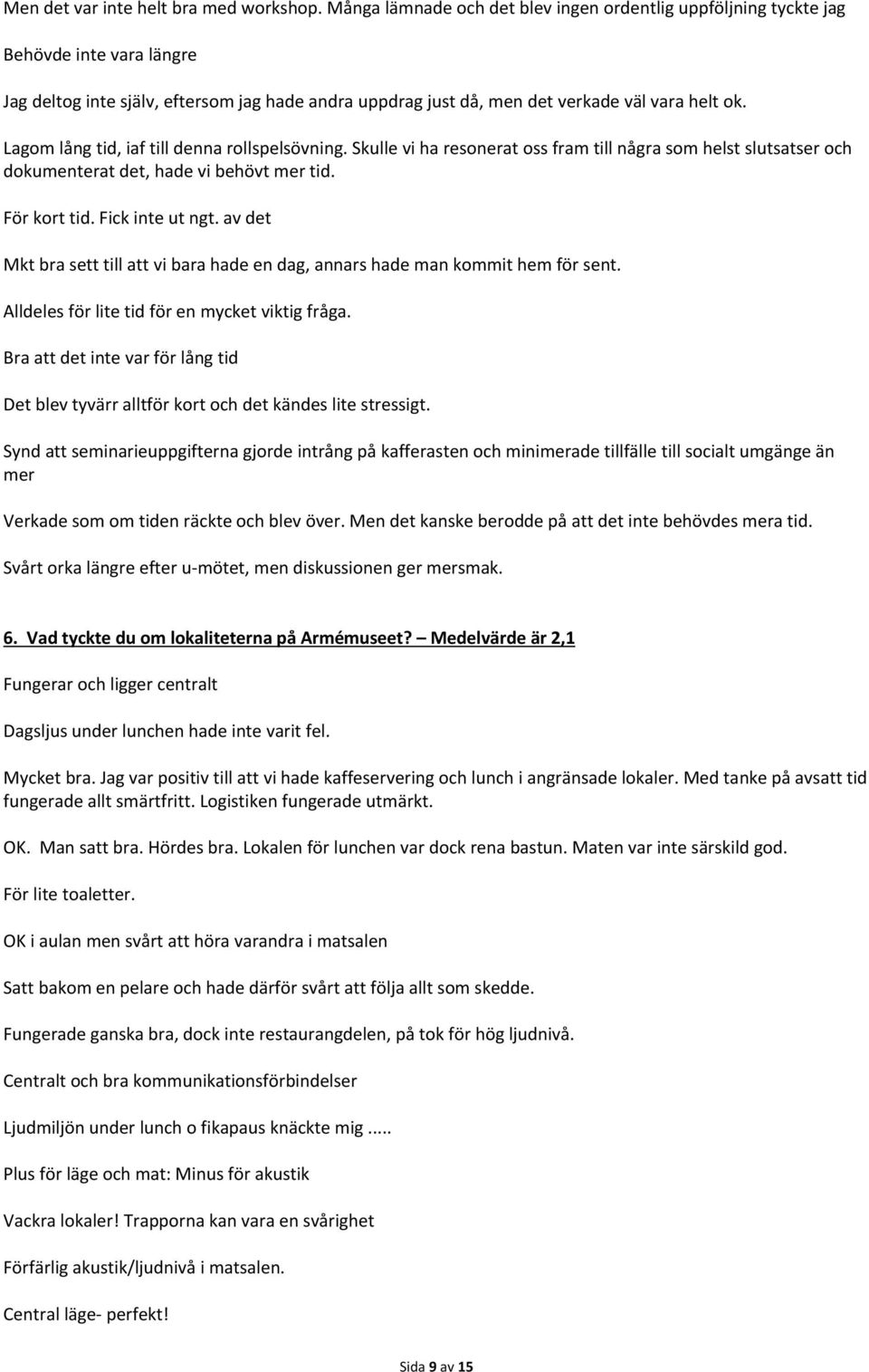 Lagom lång tid, iaf till denna rollspelsövning. Skulle vi ha resonerat oss fram till några som helst slutsatser och dokumenterat det, hade vi behövt mer tid. För kort tid. Fick inte ut ngt.
