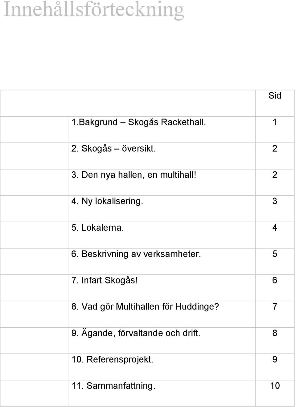 Beskrivning av verksamheter. 5 7. Infart Skogås! 6 8.