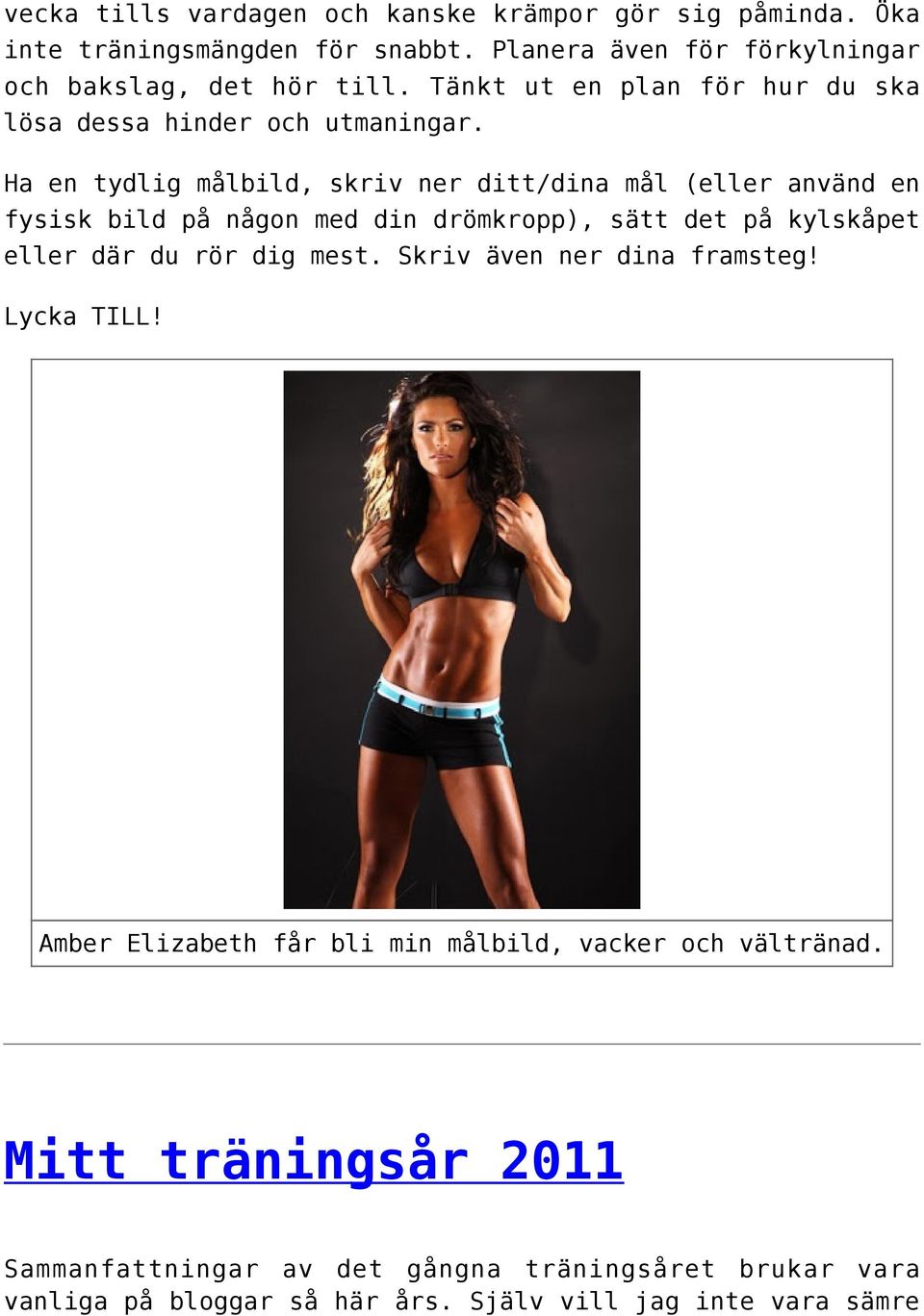 Ha en tydlig målbild, skriv ner ditt/dina mål (eller använd en fysisk bild på någon med din drömkropp), sätt det på kylskåpet eller där du rör dig mest.