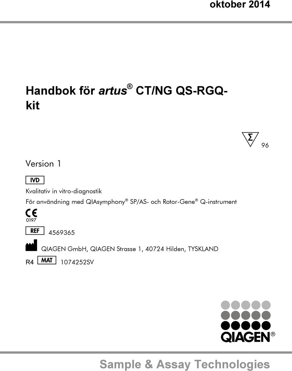 SP/AS- och Rotor-Gene Q-instrument 4569365 QIAGEN GmbH, QIAGEN