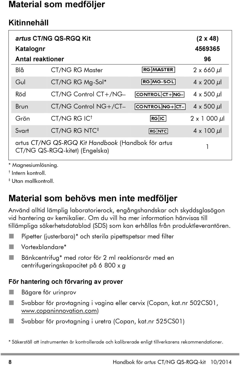 Magnesiumlösning. Intern kontroll. Utan mallkontroll. Material som behövs men inte medföljer Använd alltid lämplig laboratorierock, engångshandskar och skyddsglasögon vid hantering av kemikalier.