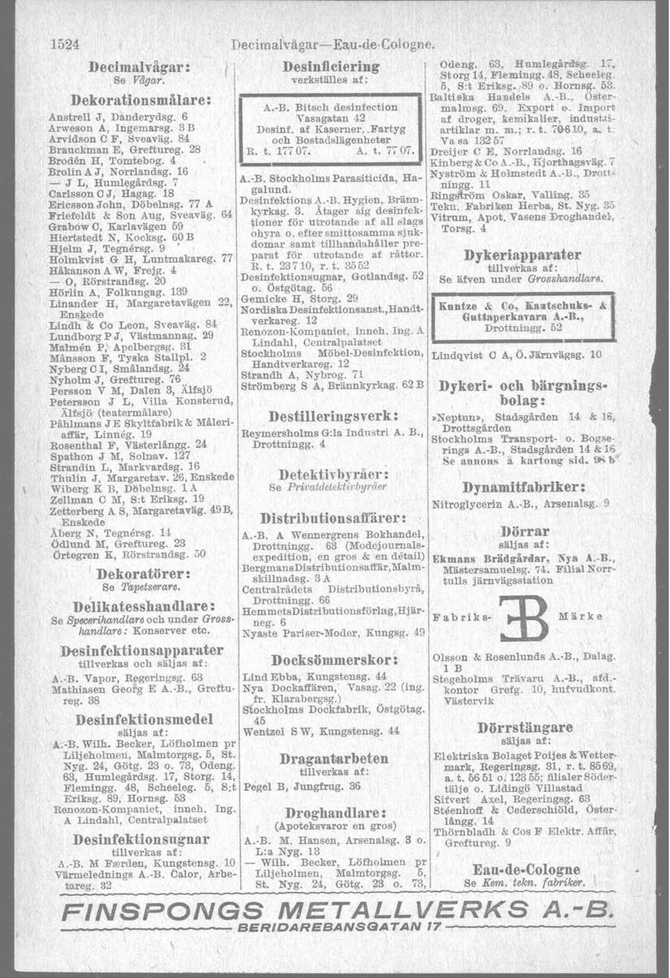 m.; r. t. 70610, a. t. Arvidson C F. Sveavag. 84 och Bostadslagenhete;- Vasa 13257 Brauckman E, Greftureg. 28 R. t. li707. 8. 1. ii 07. i Dreijer C E, Norrlandeg. 16 Brodén H, Tomtebog.