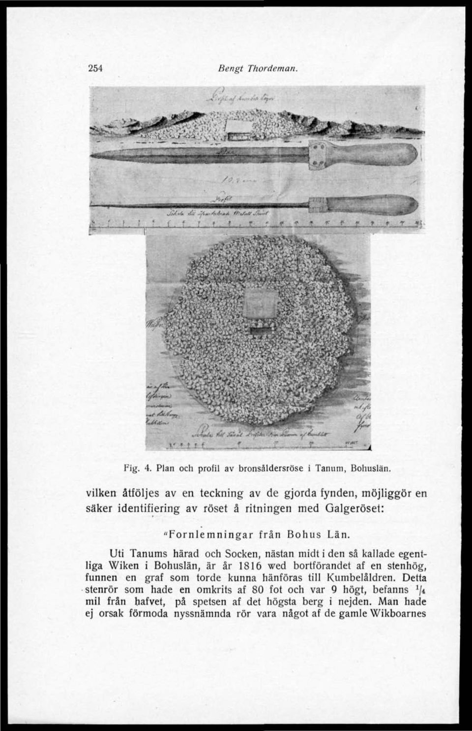 Uti Tanums härad och Socken, nästan midt i den sä kallade egentliga Wiken i Bohuslän, är år 1816 wed bortförandet af en stenhög, funnen en graf som torde