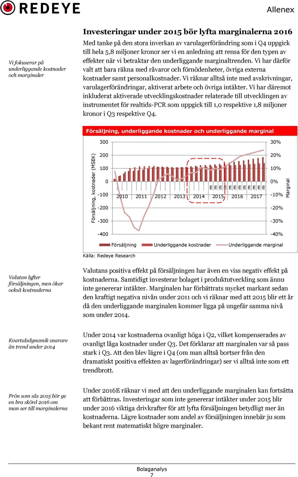 Vi har därför valt att bara räkna med råvaror och förnödenheter, övriga externa kostnader samt personalkostnader.