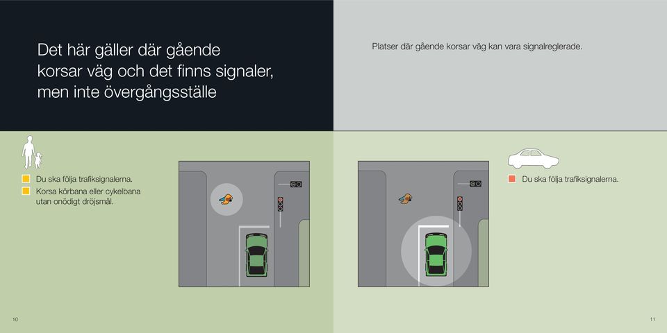 gående korsar väg kan vara signalreglerade.