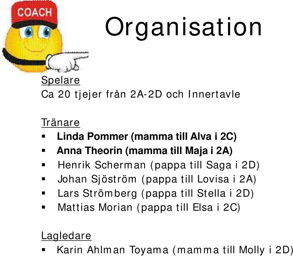 2D) Johan Sjöström (pappa till Lovisa i 2A) Lars Strömberg (pappa till Stella i 2D)