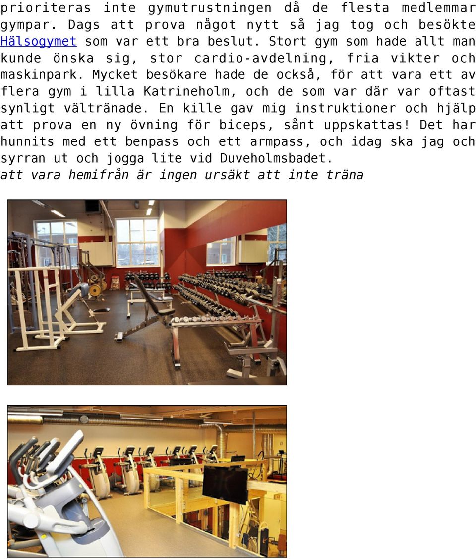 Mycket besökare hade de också, för att vara ett av flera gym i lilla Katrineholm, och de som var där var oftast synligt vältränade.