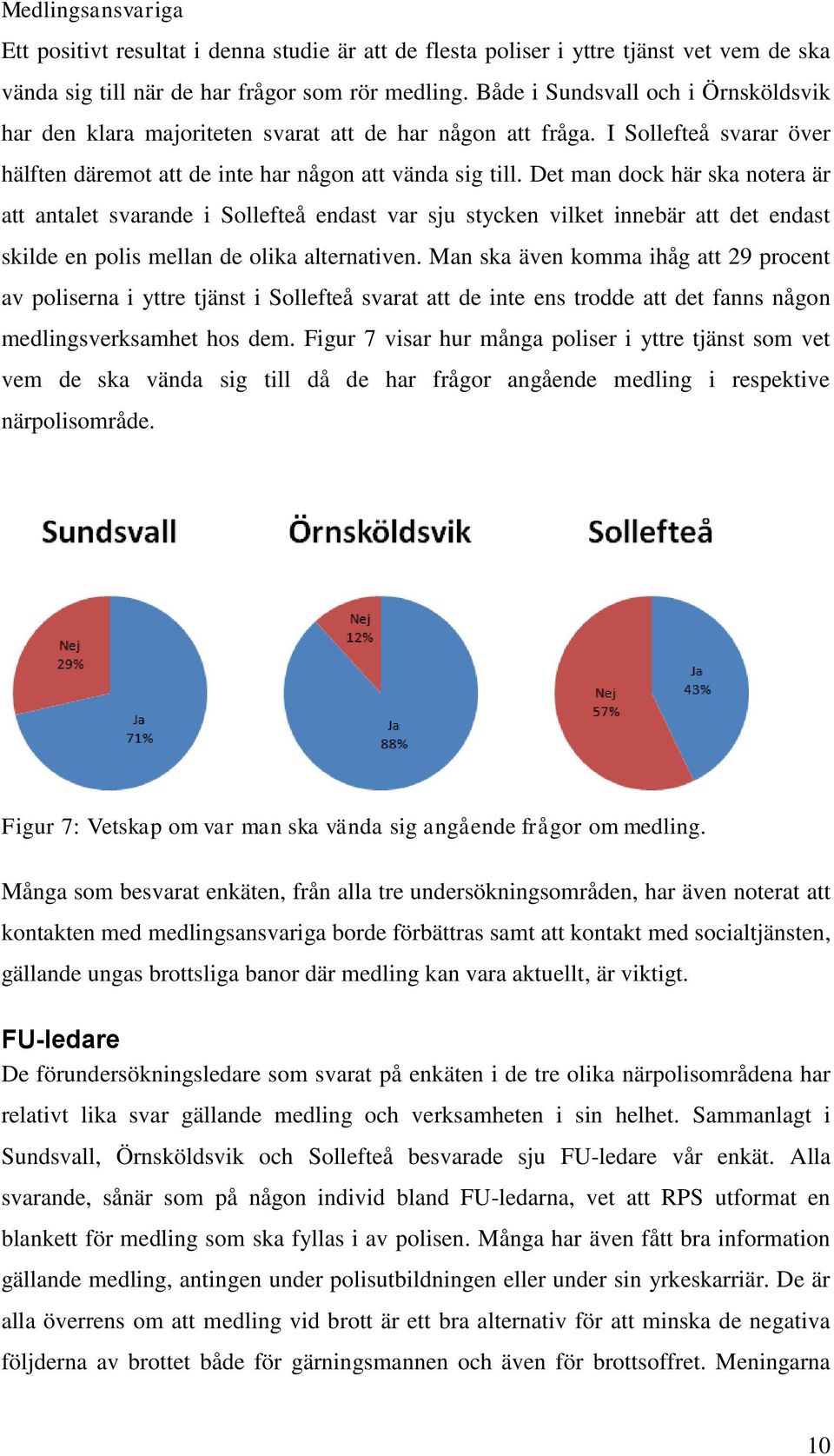 Det man dock här ska notera är att antalet svarande i Sollefteå endast var sju stycken vilket innebär att det endast skilde en polis mellan de olika alternativen.