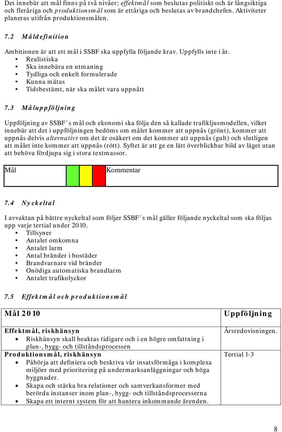 Realistiska Ska innebära en utmaning Tydliga och enkelt formulerade Kunna mätas Tidsbestämt, när ska målet vara uppnått 7.