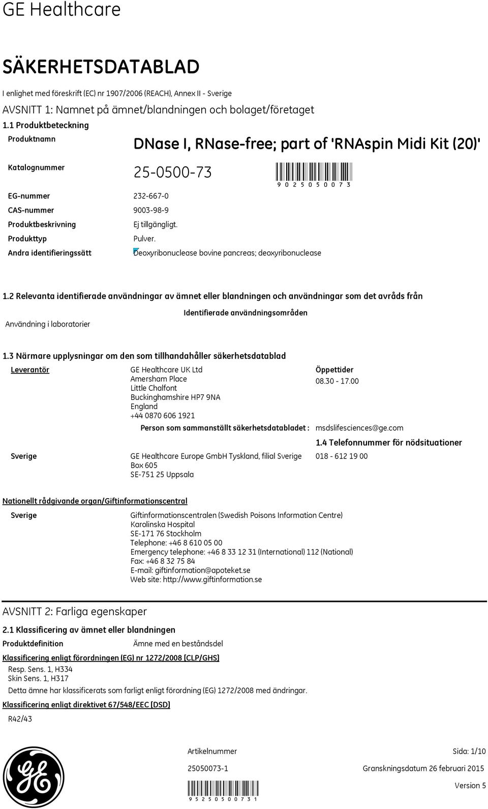 identifieringssätt Pulver. Deoxyribonuclease bovine pancreas; deoxyribonuclease 1.