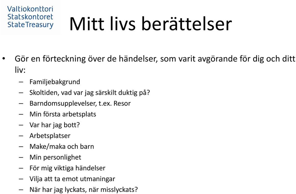 Resor Min första arbetsplats Var har jag bott?