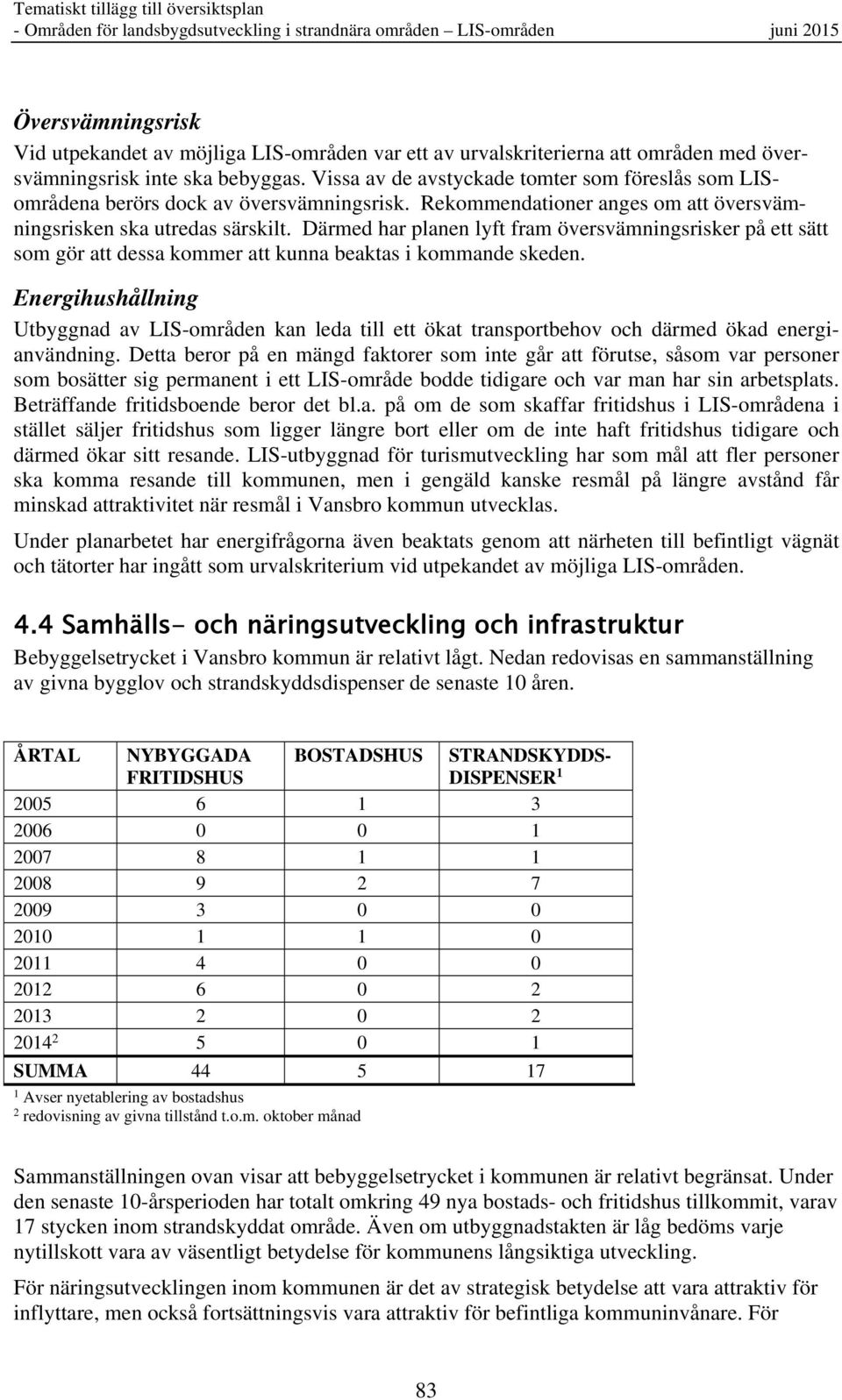 Rekommendationer anges om att översvämningsrisken ska utredas särskilt. Därmed har planen lyft fram översvämningsrisker på ett sätt som gör att dessa kommer att kunna beaktas i kommande skeden.