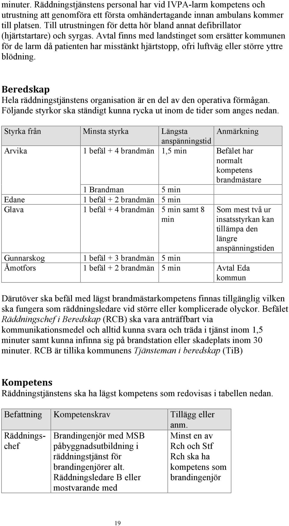 Avtal finns med landstinget som ersätter kommunen för de larm då patienten har misstänkt hjärtstopp, ofri luftväg eller större yttre blödning.