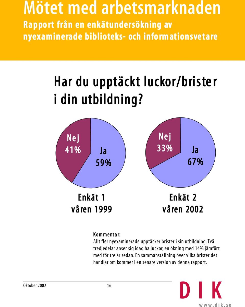 upptäcker brister i sin utbildning.