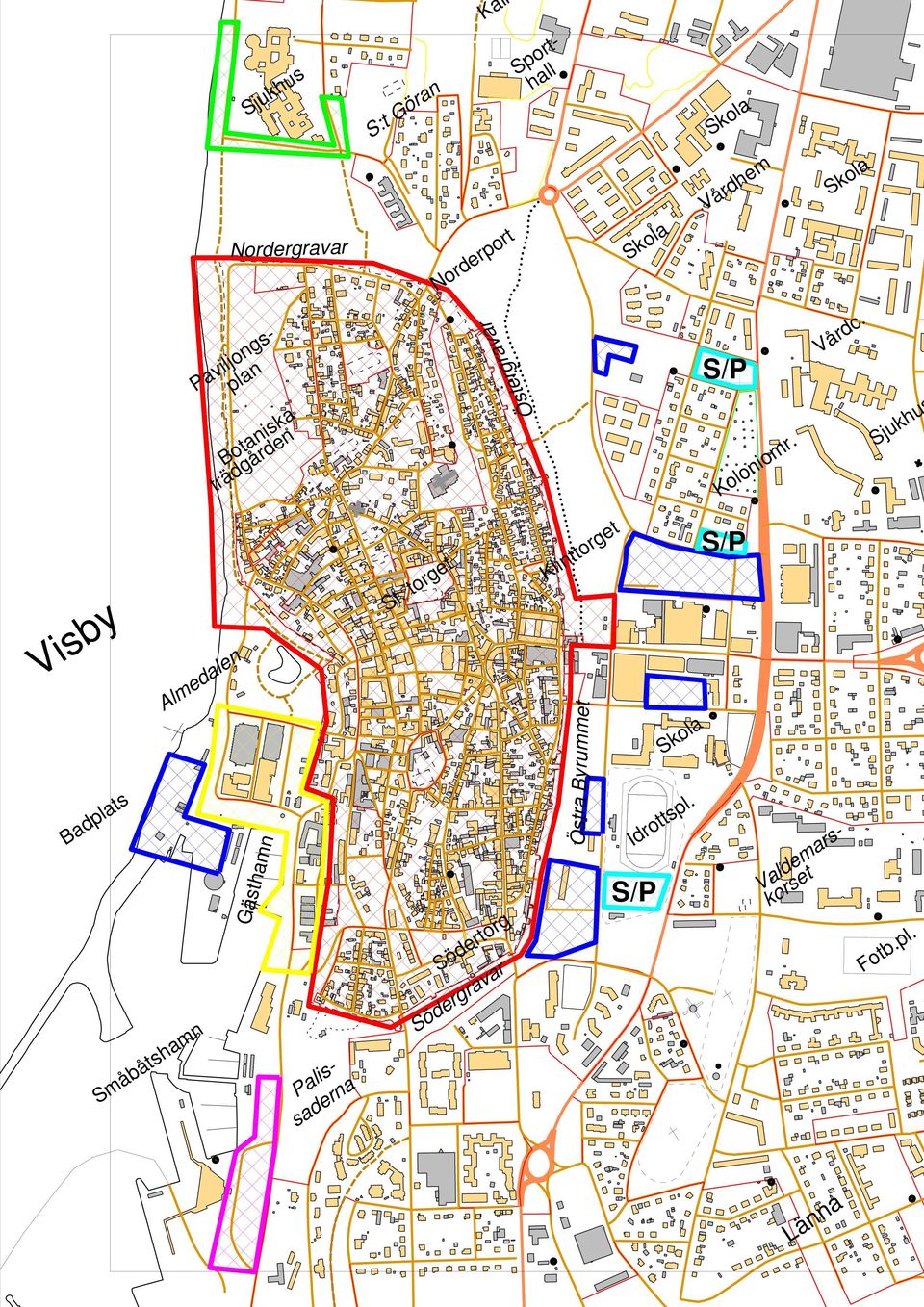 Sjukhu Visby Almedalen Gästhamn Badplats Småbåtshamn Palissaderna St.