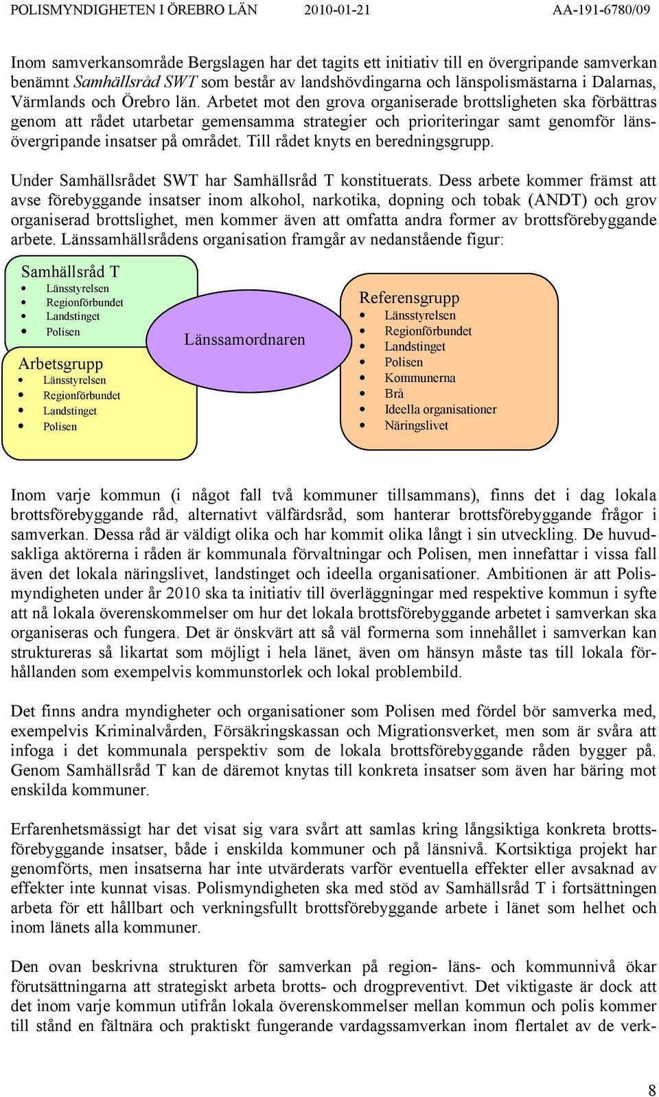 Till rådet knyts en beredningsgrupp. Under Samhällsrådet SWT har Samhällsråd T konstituerats.