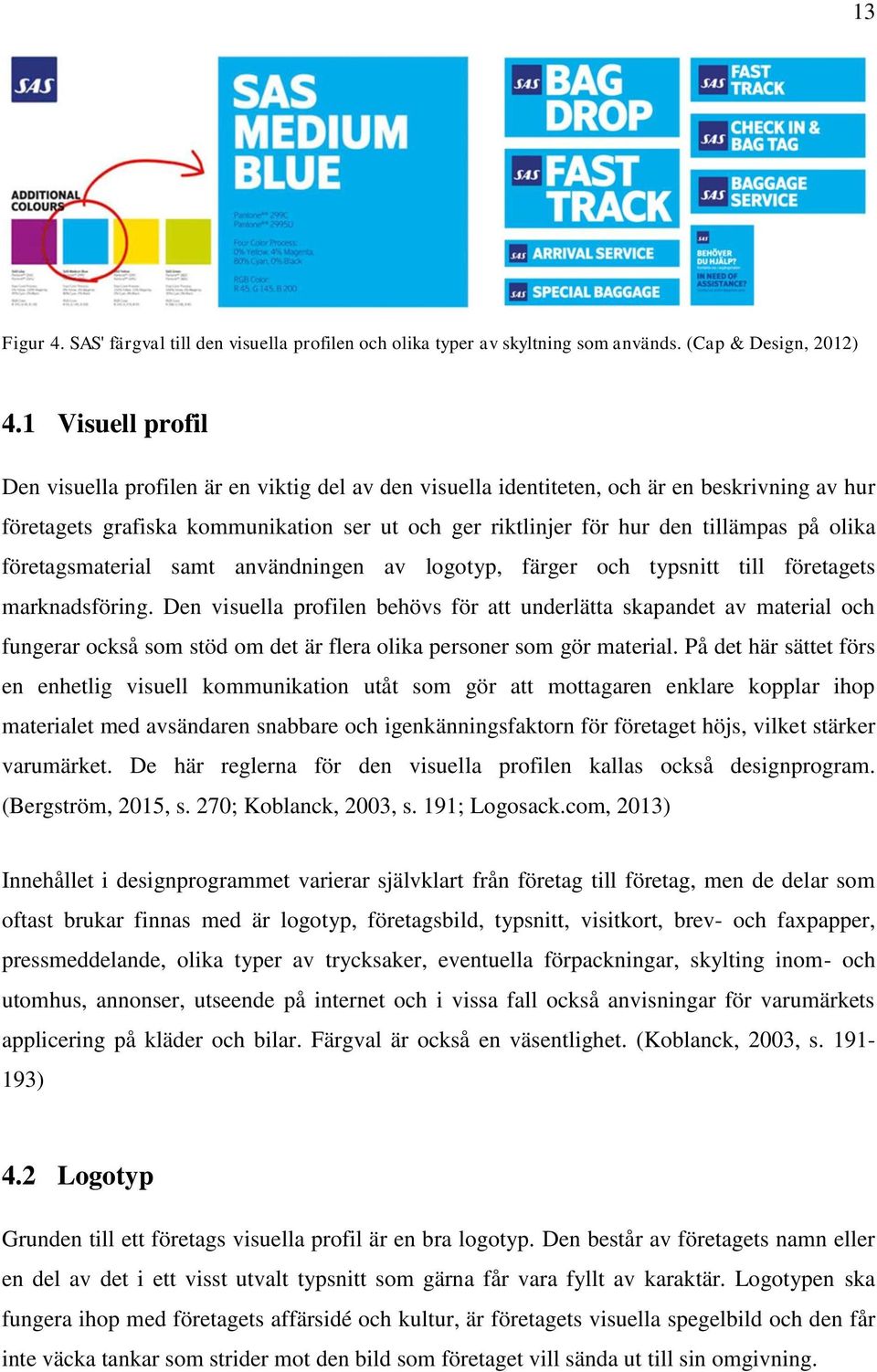 olika företagsmaterial samt användningen av logotyp, färger och typsnitt till företagets marknadsföring.