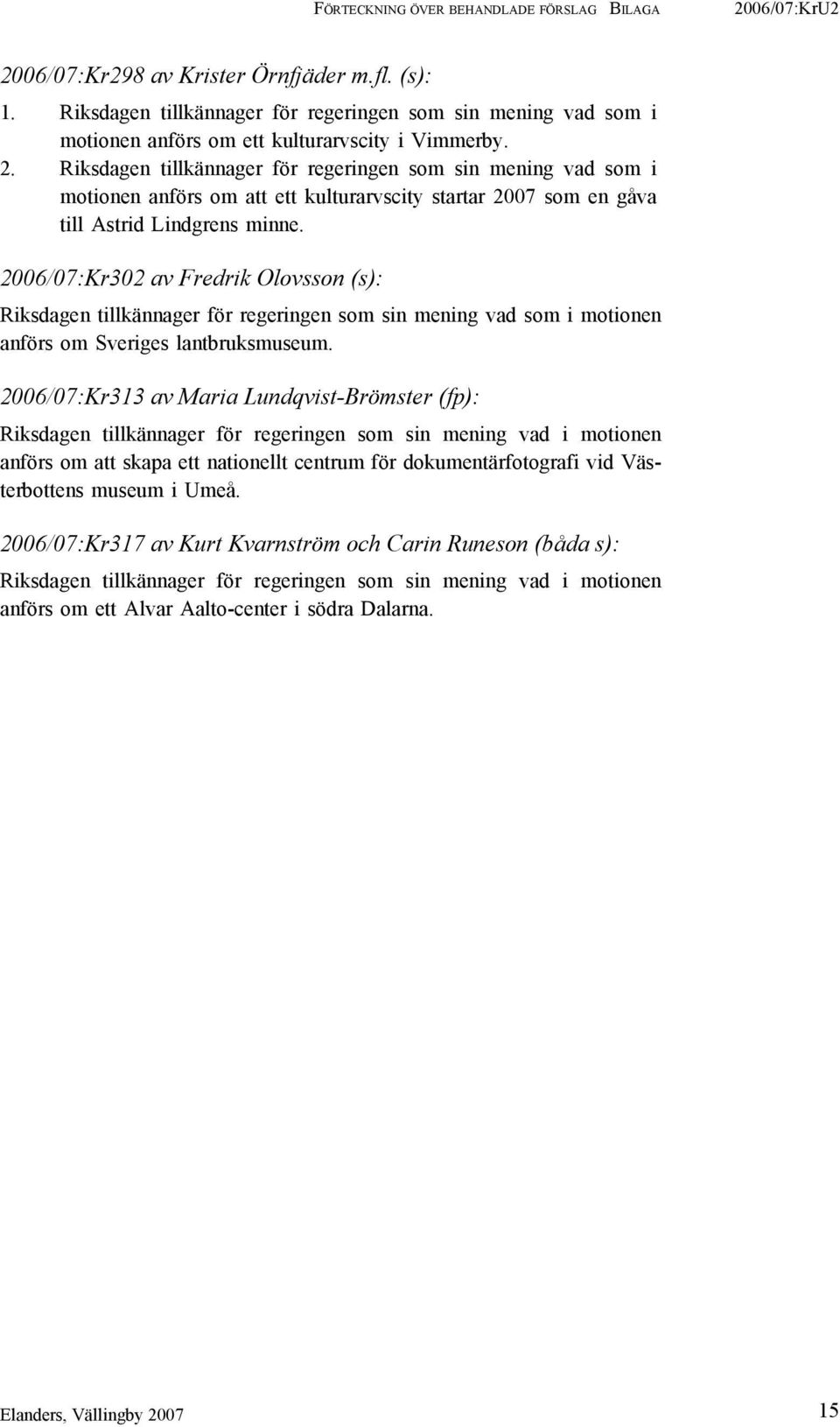 Riksdagen tillkännager för regeringen som sin mening vad som i motionen anförs om att ett kulturarvscity startar 2007 som en gåva till Astrid Lindgrens minne.