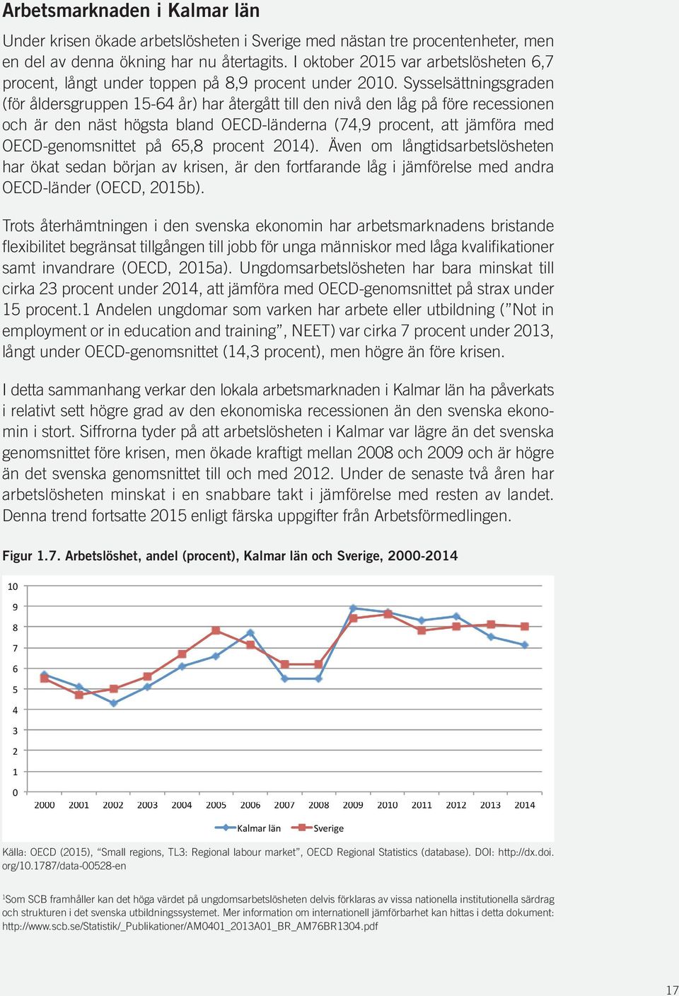 Sysselsättningsgraden (för åldersgruppen 15-64 år) har återgått till den nivå den låg på före recessionen och är den näst högsta bland OECD-länderna (74,9 procent, att jämföra med OECD-genomsnittet