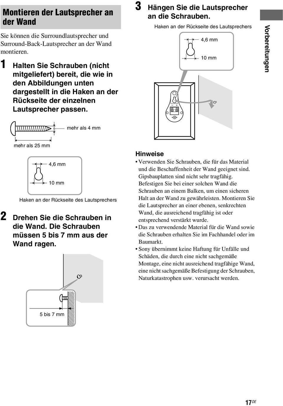 3 Hängen Sie die autsprecher an die Schrauben.