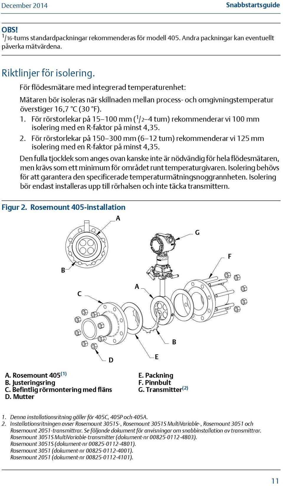 ,7 C (30 F). 1. För rörstorlekar på 15 100 mm ( 1 /2 4 tum) rekommenderar vi 100 mm isolering med en R-faktor på minst 4,35. 2.