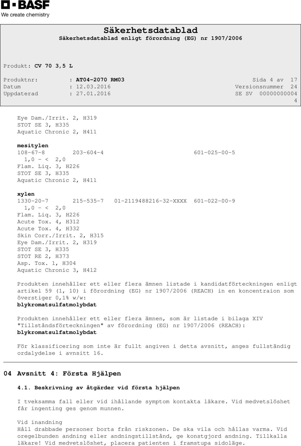 2, H315 Eye Dam./Irrit. 2, H319 STOT SE 3, H335 STOT RE 2, H373 Asp. Tox.