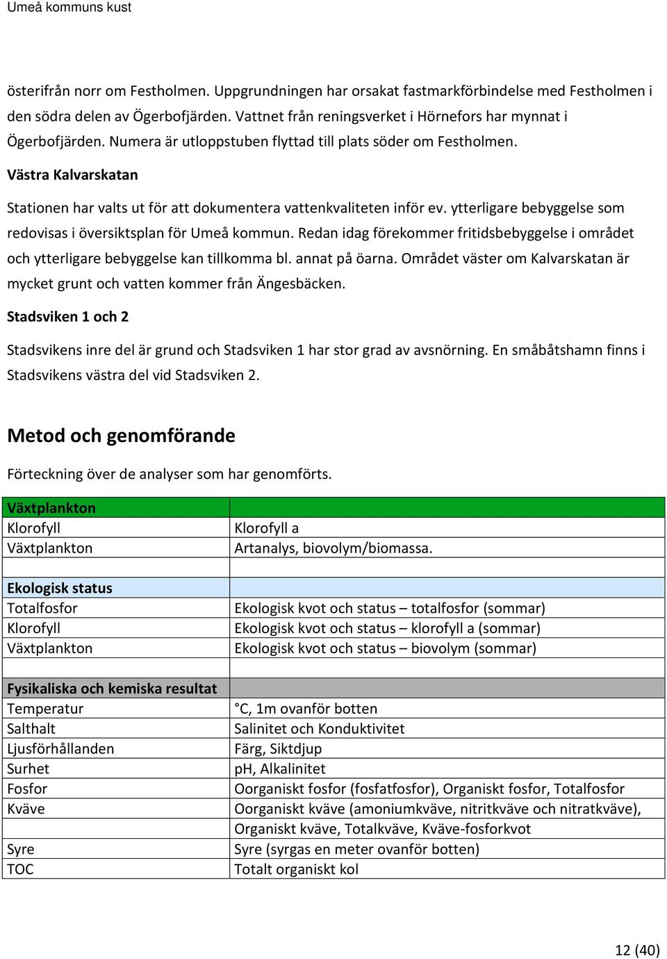 ytterligare bebyggelse som redovisas i översiktsplan för Umeå kommun. Redan idag förekommer fritidsbebyggelse i området och ytterligare bebyggelse kan tillkomma bl. annat på öarna.