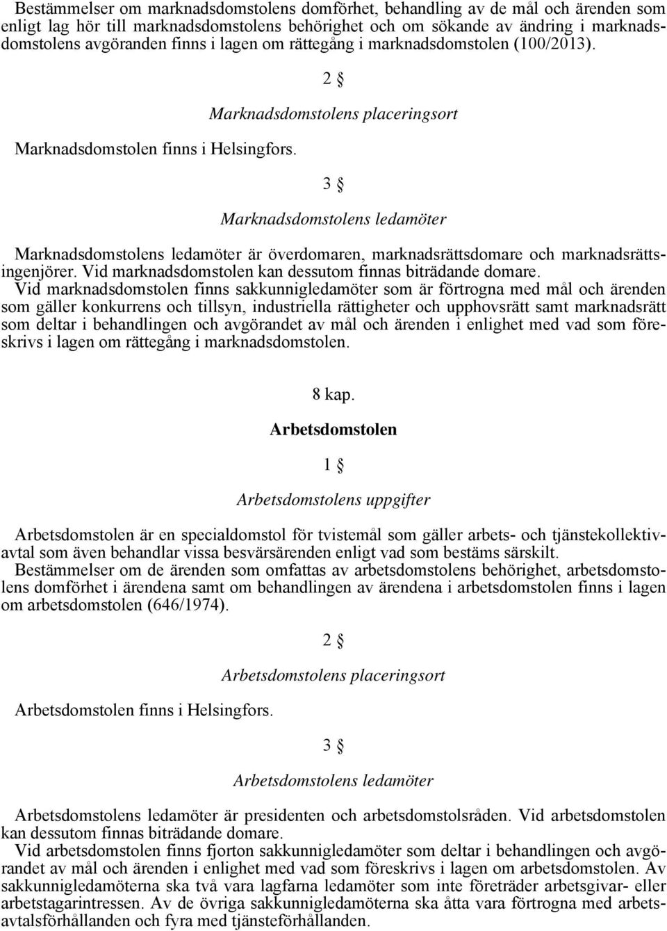 2 Marknadsdomstolens placeringsort 3 Marknadsdomstolens ledamöter Marknadsdomstolens ledamöter är överdomaren, marknadsrättsdomare och marknadsrättsingenjörer.