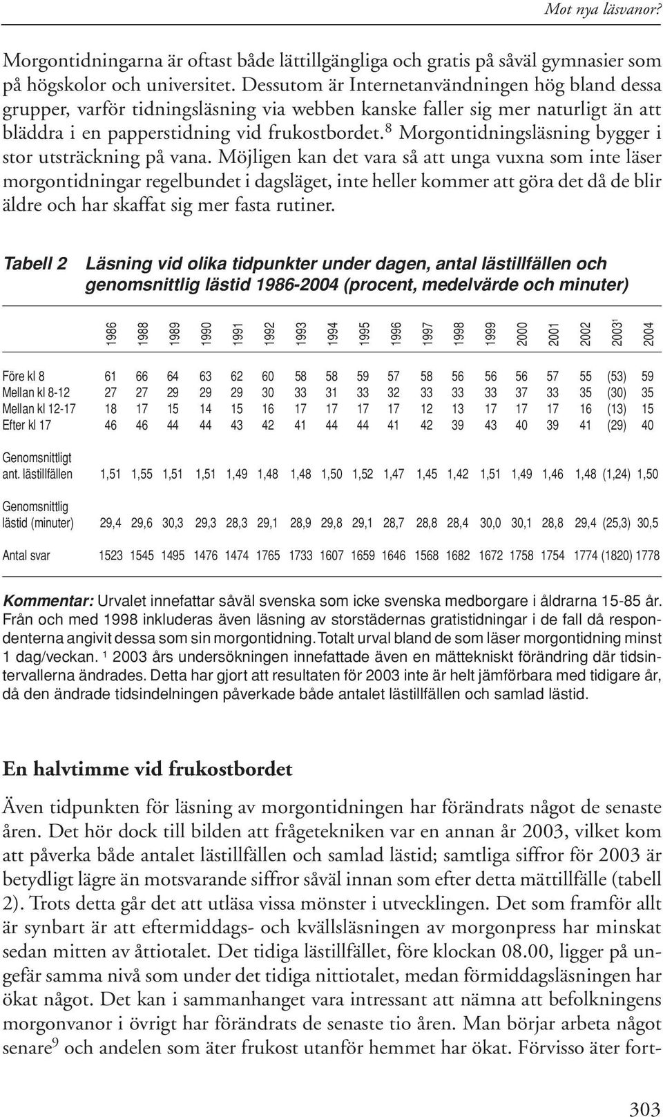 8 Morgontidningsläsning bygger i stor utsträckning på vana.